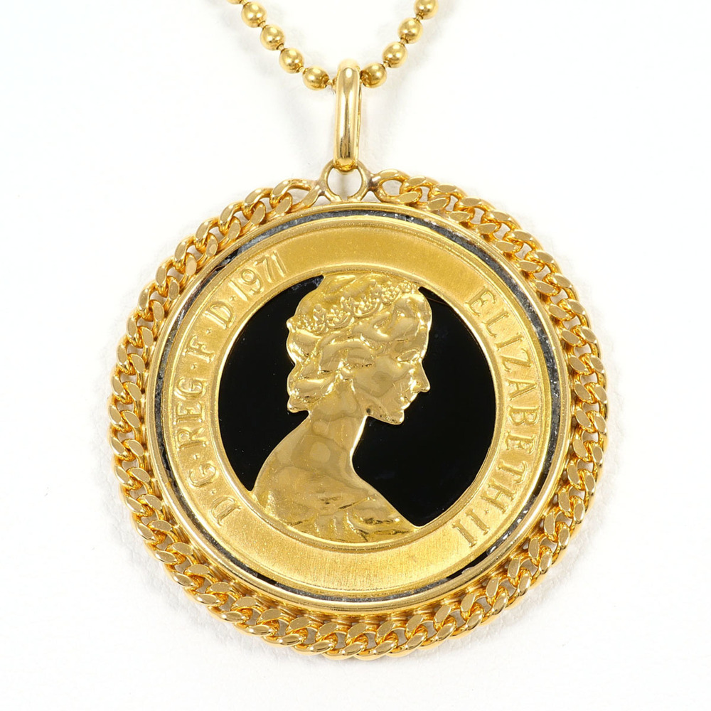 VINTAGE 18k Gold Onyx Necklace